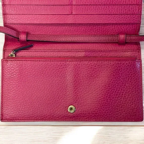 Authentic GUCCI Swing Wallet Continental Crossbody Pink Pebbled Leather Dust Bag - Picture 10 of 15